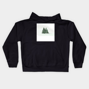 Winter landscape with pine trees and snow Kids Hoodie